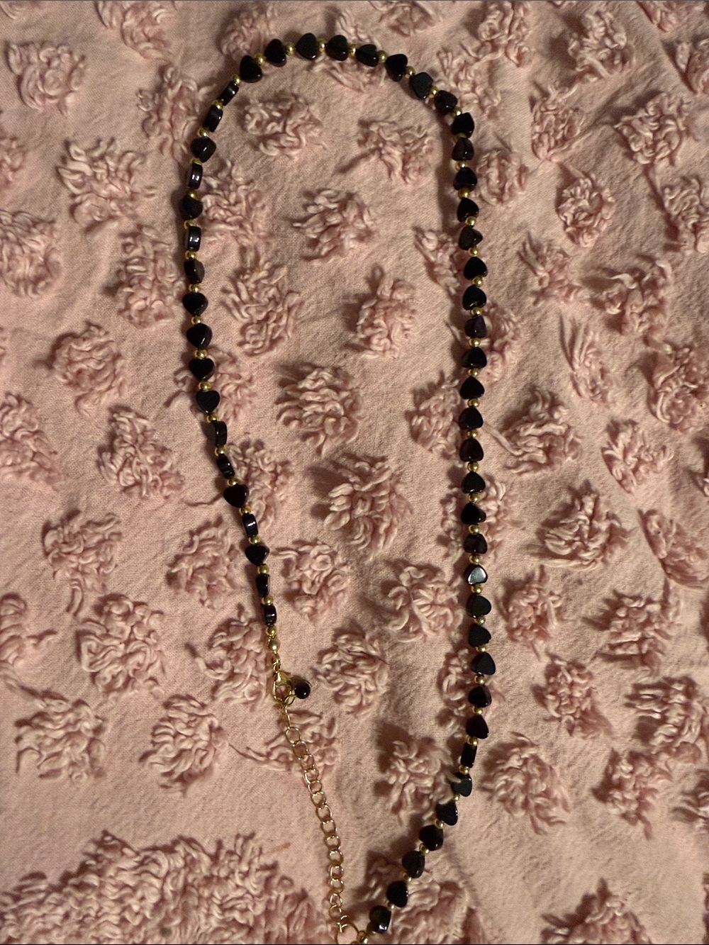 Gold and Black Beaded Necklace - Women's Jewelry
